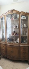 Wooden hutch with wavy glass picture