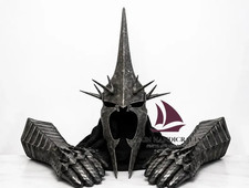 ZAIN Witch-king helmet, Steel Gauntlets Gothic Knight Hand Armor Medieval Gloves picture
