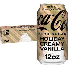 NEW Coca-Cola Zero Sugar Creamy Vanilla Holiday Edition Soda 12 fl oz 12 Cans picture