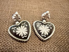 Brighton Water Lily Heart Earrings Black picture