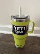 NEW Yeti 35oz. Rambler Mug with Straw Lid Chartreuse Green Insulated Cup Drink picture