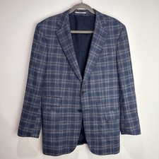 Connaisseur Paris Jacket Blazer  Men’s 56 Blue Plaid 100% Wool Casual style  picture