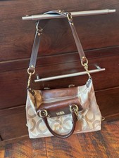 Coach Madison Sabrina 12947 Signature Op Art Satchel Brown Tan Shoulder Bag picture