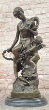 Signed Math. Moreau, Bronze Sculpture Venus w/Cherub 