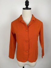Vintage 50s 60s Jacket Womens XS Tight Fit Persimmon Orange Woven Distressed picture