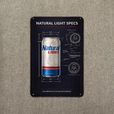 Natural Light Metal Sign Poster  ON  Bar Beer Cerveza (Industrial Blueprint) DY picture