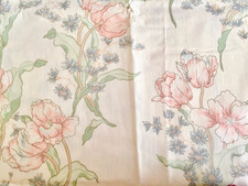 Vintage Thibaut Giselle fabric upholstery 2yd+ pastel ecru cotton new picture