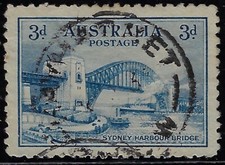 Australia 1932 3d. Bridge used, SG 142/ Scott 131, blue, perf. 11.     (a4744b picture
