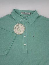 Criquet Polo Shirt Mens L Green Micro Stripe NWT  100% Organic Cotton Golf Tee picture