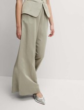 Marks & Spencer Womens Antique Green Wide leg Trousers - M&S picture