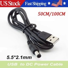 USB to 5.5mm x 2.1mm Barrel Connector 5V DC Power Cable Jack Male, 50cm/100cm picture