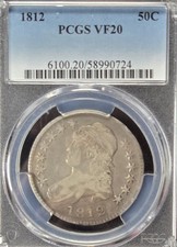 1812 Capped Bust Half Dollar PCGS VF 20 50C Lettered Edge Early US Silver Coin picture
