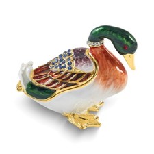 Luxury Giftware Bejeweled BILL Duck Trinket Box with Matching 18 inch Necklace picture