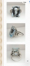 Platinum 29.81 ct Aquamarine Diamond Ring size 7.25 picture