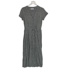 Liz Alig June Dress S Black White Chambray Button Front Belted Sustainable Linen picture
