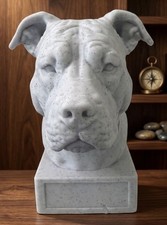 Personalized Pit Bull Statue – Custom Name Engraving – Marble Style Dog Decor picture