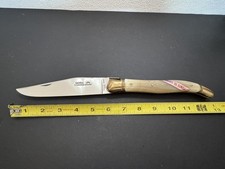 Jumbo Laguiole Calmels Hors Concours Brass Horn knife with Sheath 13 Inches picture