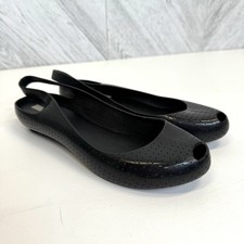 Melissa Perforated Jelly Flats Shoes Black Womens Size 39 EU 8 Slip On Peep Toe picture