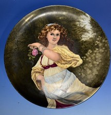 Antique Haviland Limoges hand-painted porcelain cabinet plate Victorian picture