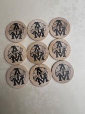 9 AMERICAN INTERNATIONAL MATCHBOX AIM WOODEN COINS HAROLD'S PLACE picture