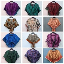 5 PCs Lot Vintage Silk Saree Kaftan Kimono Women's Holiday Silk Caftan Dress picture