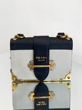 Authentic Prada Cahier Limited Edition Black White Leather Crossbody Bag 20cm picture