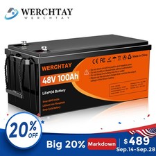 48V 100Ah LiFePO4 Lithium Battery 25000+ Deep Cycles BMS For RV Sloar Golf Carts picture