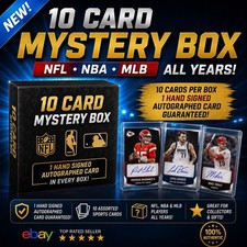 Sports Cards Mystery Box NFL NBA MLB 1 Guaranteed Auto 10 Random Cards Per Box picture