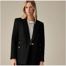 NWOT J.Crew | Vivienne Blazer 8 Black Italian Bi-Stretch Wool CC421 $348 picture