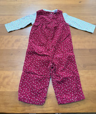 Vtg. Gymboree Girls 12-18M 2pc Red Corduroy Floral Overalls w/ LS Bodysuit Set picture