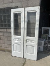 ~ ORNATE ANTIQUE DOUBLE ENTRANCE FRENCH DOORS ~ 44 x 79 ~ ARCHITECTURAL SALVAGE picture