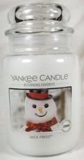 Yankee Candle JACK FROST Large Jar 22 Oz White New Wax Cool Peppermint Vanilla picture
