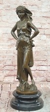 Bronze maternity statue Lopez signed mother figure marble base elegant art decor picture