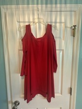 Chico's Red Cold Shoulder top Size 2 A-Line Midi picture