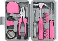 Hi-Spec 25pc Small Mini Tool Set Pink Household DIY Tool Kit for Women picture