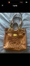 Y2k tan Nicole by Nicole Miller Brown Woven Tote Bag / purse picture