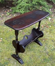Antique Victorian Gothic Solid Wood Side Table Book Rack Trough Hand Carved picture