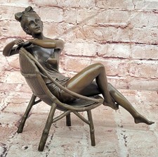Handmade Bronze Girl Sculpture Contemporary Female Figurine Collectible Artwork picture