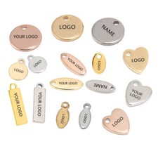 100pcs Customized Logo Stainless Steel Stamping Coin Charms Pendant tag Tail Tag picture