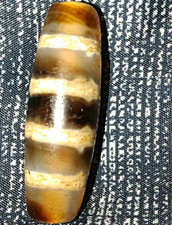Pre-1800s Indo/Tibetan Old Agate Stripes Dzi Bead 44*14mm 14.3 grams picture