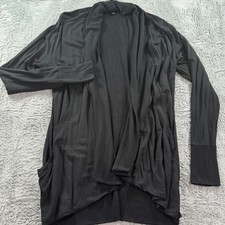 Athleta Womens Black Open Front Cardigan Modal Blend Thumbhole Pockets Large picture