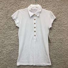 NEW Stephanie B Polo Shirt Top Large Adult White Pima Cotton Short Sleeve Womens picture