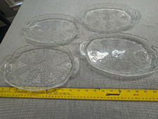 Vintage Anchor Hocking Grape & Leaf Clear Glass Snack Trays – Set of 4 – MCM picture