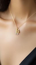 Anne Boleyn Initial Necklace, Freshwater Pearl Necklace, Historical Jewelry picture