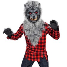 Hungry Howler Werewolf Costume Set Medium 8-10 with Mask Shirt Gloves picture