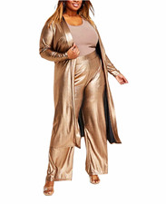 Nina Parker Gold Metallic Long Duster Women’s 3X Plus picture