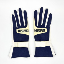 RARE Nismo Vintage Logo Racing Gloves Pair Blue White Cotton Cowhide Free Size picture