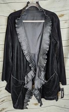 Heydari Black Velvet Ruffled Cardigan Jacket OS NWT Lagenlook Pockets Womens picture