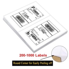 200-4000 Half Sheet Shipping Labels Page 8.5x5.5 Self Adhesive Round 2 Per Sheet picture