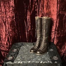 Vintage Nero Giardini Brown Distressed Leather Lace-Up Knee-High Boots – Size 38 picture